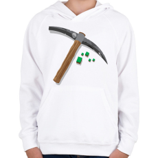 PRINTFASHION Minecraft bányász - Gyerek kapucnis pulóver - Fehér