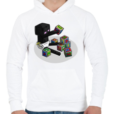 PRINTFASHION Minecraft bébi enderman - Férfi kapucnis pulóver - Fehér férfi pulóver, kardigán