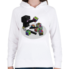 PRINTFASHION Minecraft bébi enderman - Női kapucnis pulóver - Fehér női pulóver, kardigán