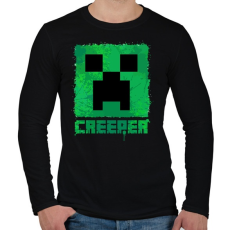 PRINTFASHION Minecraft Creeper - Férfi hosszú ujjú póló - Fekete