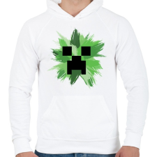 PRINTFASHION Minecraft Creeper - Férfi kapucnis pulóver - Fehér férfi pulóver, kardigán