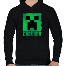 PRINTFASHION Minecraft Creeper - Férfi kapucnis pulóver - Fekete