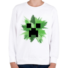 PRINTFASHION Minecraft Creeper - Gyerek pulóver - Fehér