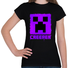 PRINTFASHION Minecraft creeper lila - Női póló - Fekete női póló
