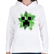 PRINTFASHION Minecraft Creeper - Női kapucnis pulóver - Fehér női pulóver, kardigán