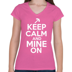 PRINTFASHION Minecraft - Csak nyugi és bányássz! - Női V-nyakú póló - Rózsaszín