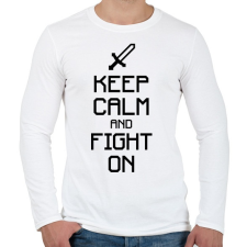 PRINTFASHION Minecraft - Csak nyugi és harcolj! - Férfi hosszú ujjú póló - Fehér férfi póló