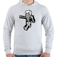 PRINTFASHION Minecraft csontváz - Férfi kapucnis pulóver - Sport szürke férfi pulóver, kardigán