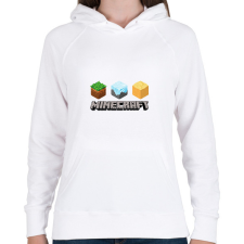PRINTFASHION Minecraft felirat - Női kapucnis pulóver - Fehér női pulóver, kardigán
