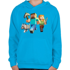 PRINTFASHION Minecraft - Gyerek kapucnis pulóver - Azúrkék