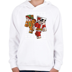 PRINTFASHION Minecraft Karácsony - Gyerek kapucnis pulóver - Fehér