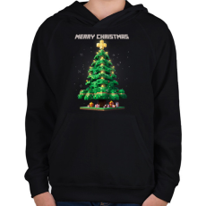 PRINTFASHION minecraft karácsonyfa - Gyerek kapucnis pulóver - Fekete