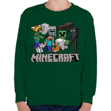 PRINTFASHION Minecraft karakterek - Gyerek pulóver - Sötétzöld gyerek pulóver, kardigán