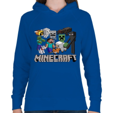 PRINTFASHION Minecraft karakterek - Női kapucnis pulóver - Királykék
