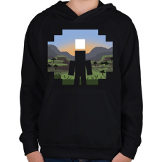 PRINTFASHION Minecraft Land - Gyerek kapucnis pulóver - Fekete