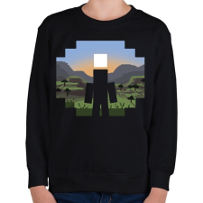 PRINTFASHION Minecraft Land - Gyerek pulóver - Fekete gyerek pulóver, kardigán