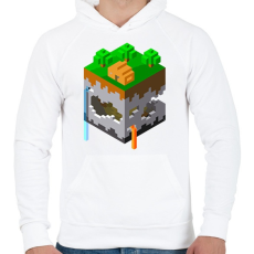 PRINTFASHION Minecraft map - Férfi kapucnis pulóver - Fehér
