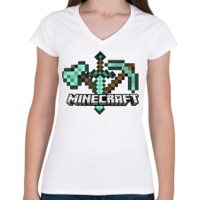 PRINTFASHION Minecraft - Női V-nyakú póló - Fehér női póló