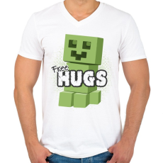 PRINTFASHION Minecraft ölelés - Férfi V-nyakú póló - Fehér