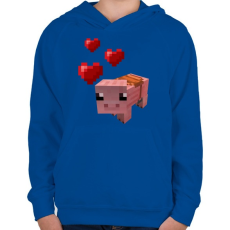 PRINTFASHION Minecraft pig love - Gyerek kapucnis pulóver - Királykék