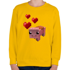 PRINTFASHION Minecraft pig love - Gyerek pulóver - Sárga