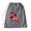 PRINTFASHION Minecraft pig love - Sportzsák, Tornazsák - Grafitszürke