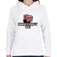 PRINTFASHION Minecraft pig - Női kapucnis pulóver - Fehér női pulóver, kardigán