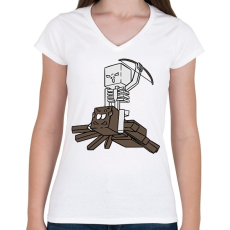 PRINTFASHION Minecraft pók lovagló - Női V-nyakú póló - Fehér