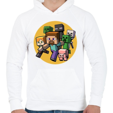 PRINTFASHION Minecraft RUN - Férfi kapucnis pulóver - Fehér