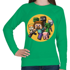PRINTFASHION Minecraft RUN - Női pulóver - Zöld női pulóver, kardigán