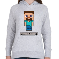 PRINTFASHION Minecraft - Steve - Női kapucnis pulóver - Sport szürke női pulóver, kardigán