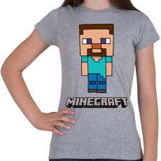 PRINTFASHION Minecraft - Steve - Női póló - Sport szürke