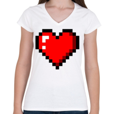 PRINTFASHION Minecraft szív - Női V-nyakú póló - Fehér női póló
