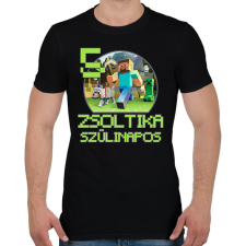 PRINTFASHION Minecraft születésnap - Egyedi névvel - Férfi póló - Fekete férfi póló