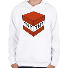 PRINTFASHION Minecraft TNT - Gyerek kapucnis pulóver - Fehér gyerek pulóver, kardigán