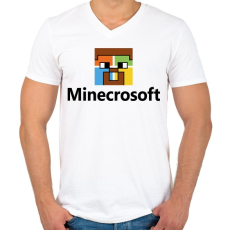 PRINTFASHION Minecrosoft - Férfi V-nyakú póló - Fehér