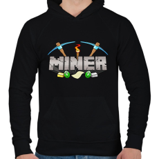 PRINTFASHION Miner - Férfi kapucnis pulóver - Fekete