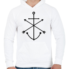 PRINTFASHION Minimal Anchor  - Férfi kapucnis pulóver - Fehér férfi pulóver, kardigán