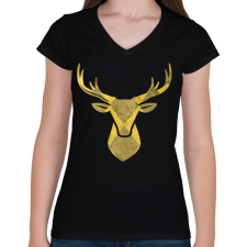 PRINTFASHION Minimal szarvas - Női V-nyakú póló - Fekete női póló