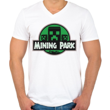 PRINTFASHION Mining Park - Férfi V-nyakú póló - Fehér férfi póló