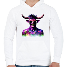 PRINTFASHION Minotaurusz_Zombi_1 - Férfi kapucnis pulóver - Fehér férfi pulóver, kardigán