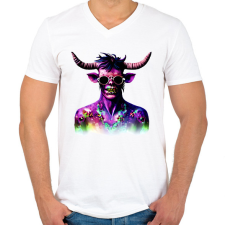 PRINTFASHION Minotaurusz_Zombi_1 - Férfi V-nyakú póló - Fehér férfi póló