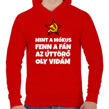 PRINTFASHION MINT A MÓKUS FENN A FÁN - Férfi kapucnis pulóver - Piros férfi pulóver, kardigán