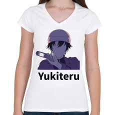 PRINTFASHION Mirai Nikki - Yukiteru - Női V-nyakú póló - Fehér