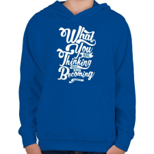 PRINTFASHION Mire gondolsz ?  - Gyerek kapucnis pulóver - Királykék gyerek pulóver, kardigán
