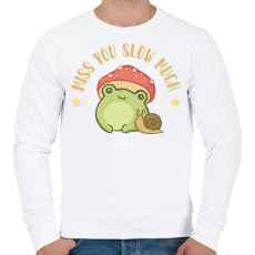 PRINTFASHION Miss you slow much - Férfi pulóver - Fehér