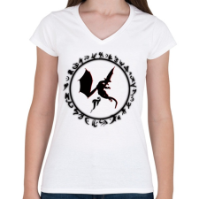 PRINTFASHION misztikus-sárkányos logo - Női V-nyakú póló - Fehér női póló