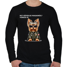 PRINTFASHION MIT KÉPZELSZ MAGARÓL - YORKIE - Férfi hosszú ujjú póló - Fekete