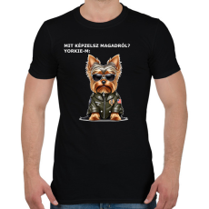 PRINTFASHION MIT KÉPZELSZ MAGARÓL - YORKIE - Férfi póló - Fekete