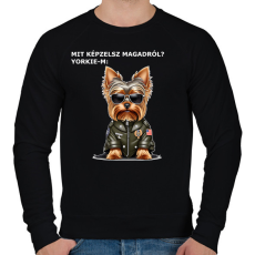 PRINTFASHION MIT KÉPZELSZ MAGARÓL - YORKIE - Férfi pulóver - Fekete